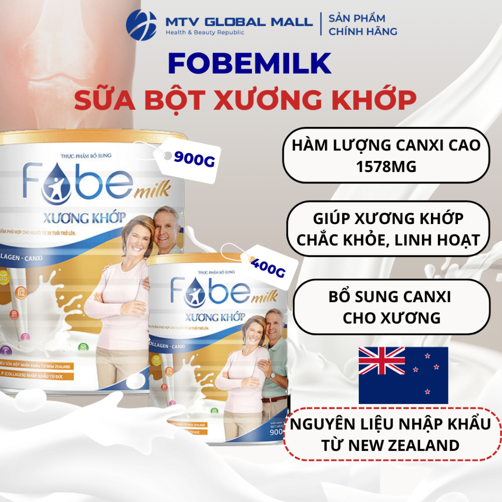 Sữa Bột Fobemilk Xương Khớp Fobe Bổ Sung Collagen, Canxi và Vitamin D ...