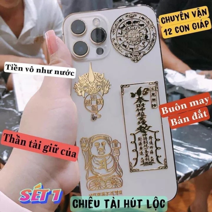 [RƯỚC LỘC] Miếng Dán Điện Thoại Phong Thủy Cải Vận Đẹp Lung Linh Phù Hợp Cho Anh Chị Bán Buôn