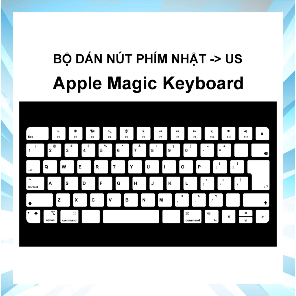 Skin bộ dán nút phím Magic Keyboard chuyển ký tự Layout từ Nhật -> US ...