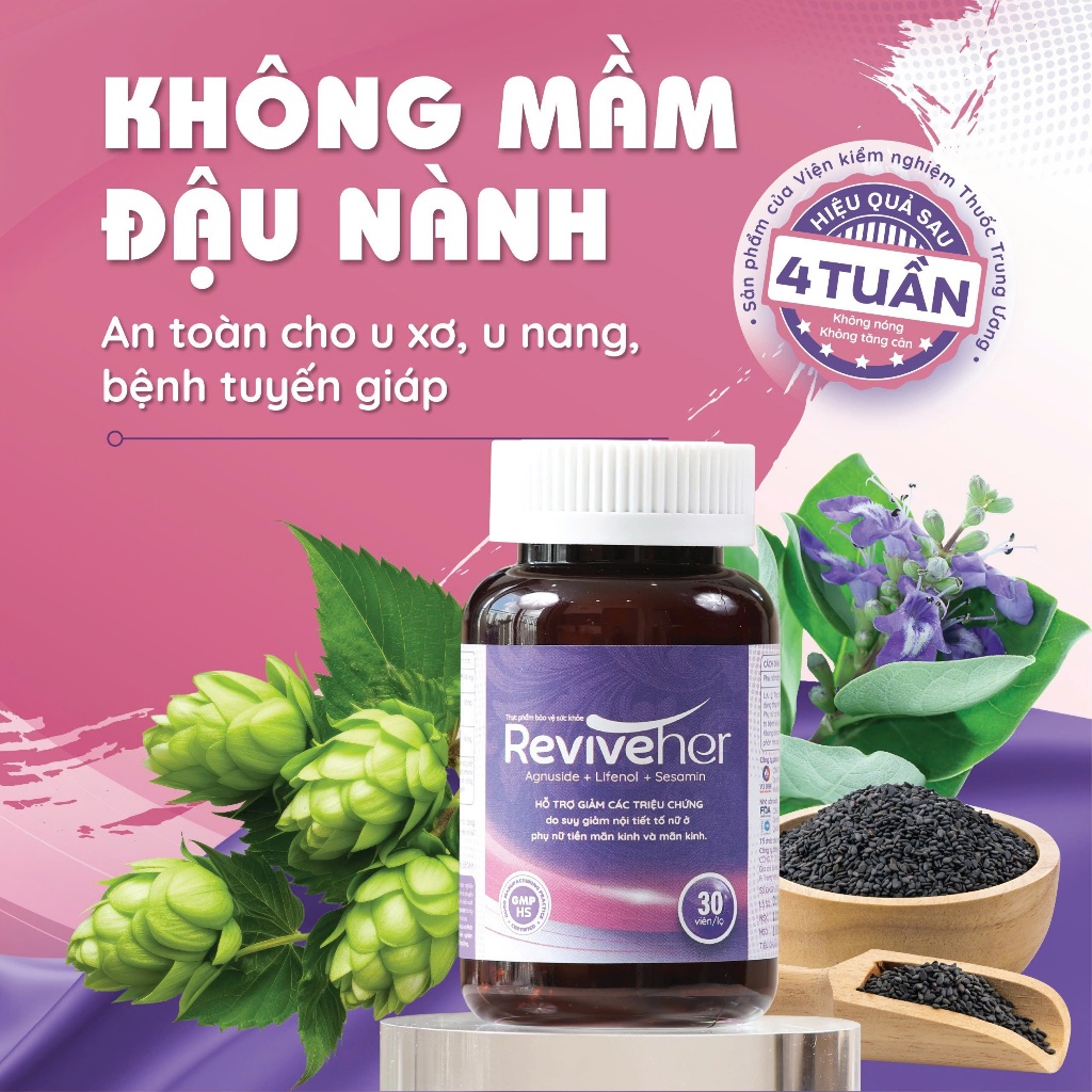 Viên Uống Nội Tiết Hoa Bia ReviveHer - Giúp chống lão hóa, kéo dài tuổi thanh xuân