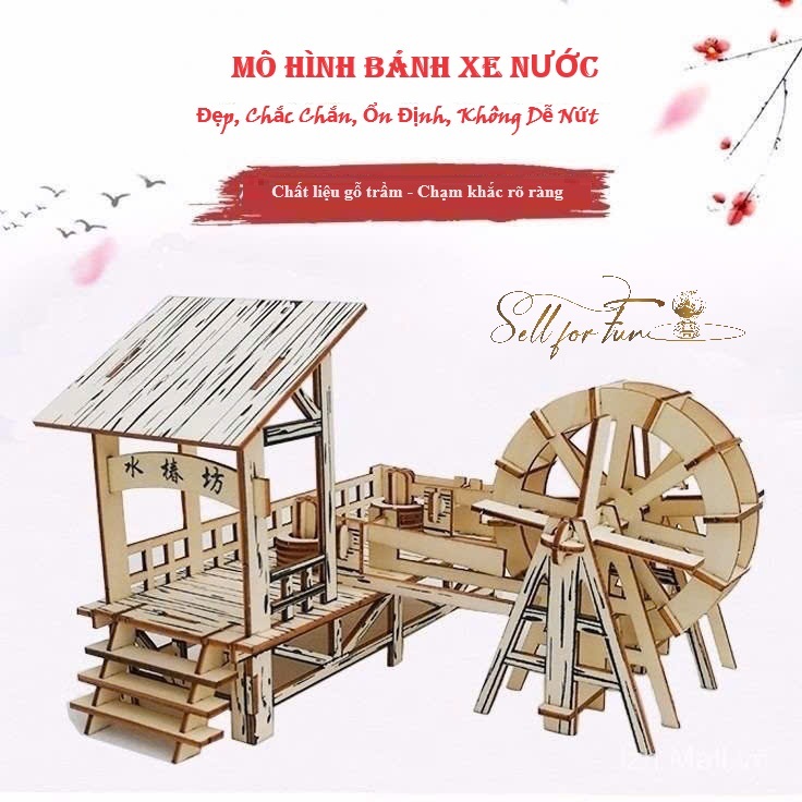 Đồ Chơi Lắp Ráp Mô Hình Gỗ 3D Bánh Xe Nước
