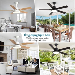 【COD】Quạt trần phòng khách cánh gỗ quạt trần đèn Bắc Âu Điều khiển từ xa Remote 106/122/132cm
