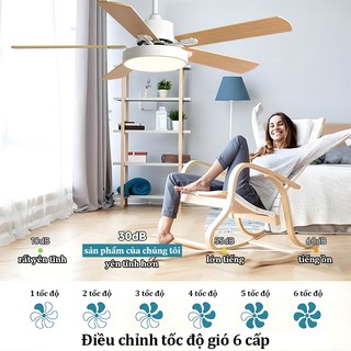 【COD】Quạt trần phòng khách cánh gỗ quạt trần đèn Bắc Âu Điều khiển từ xa Remote 106/122/132cm