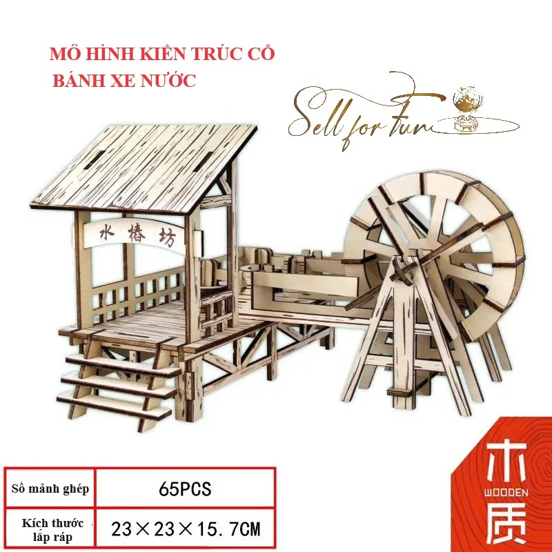 Đồ Chơi Lắp Ráp Mô Hình Gỗ 3D Bánh Xe Nước