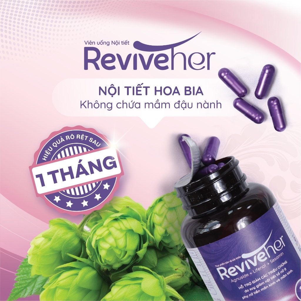 Viên Uống Nội Tiết ReviveHer - Giúp Giảm Khô Hạn, Giảm viêm nhiễm, Tăng khoái cảm