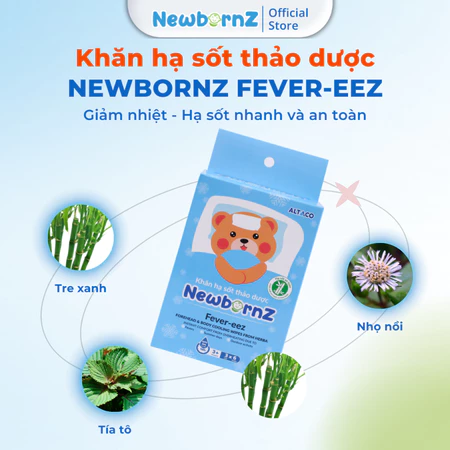 Khăn hạ sốt thảo dược NewbornZ - Giảm nhiệt, hạ sốt nhanh cho bé, an toàn với chiết xuất tre xanh và thảo dược tự nhiên