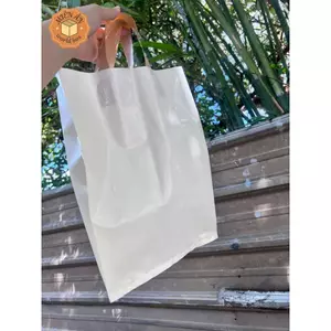 Túi ép quai, túi quai ép màu Trắng Kem - Quai Nâu Cafe đựng thời trang đủ size