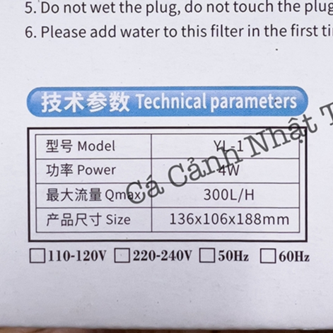 BỘ LỌC THÁC CHO BỂ THỦY TINH TRÒN, CHẬU TRÒN JENECA YL1, YL3, YL5