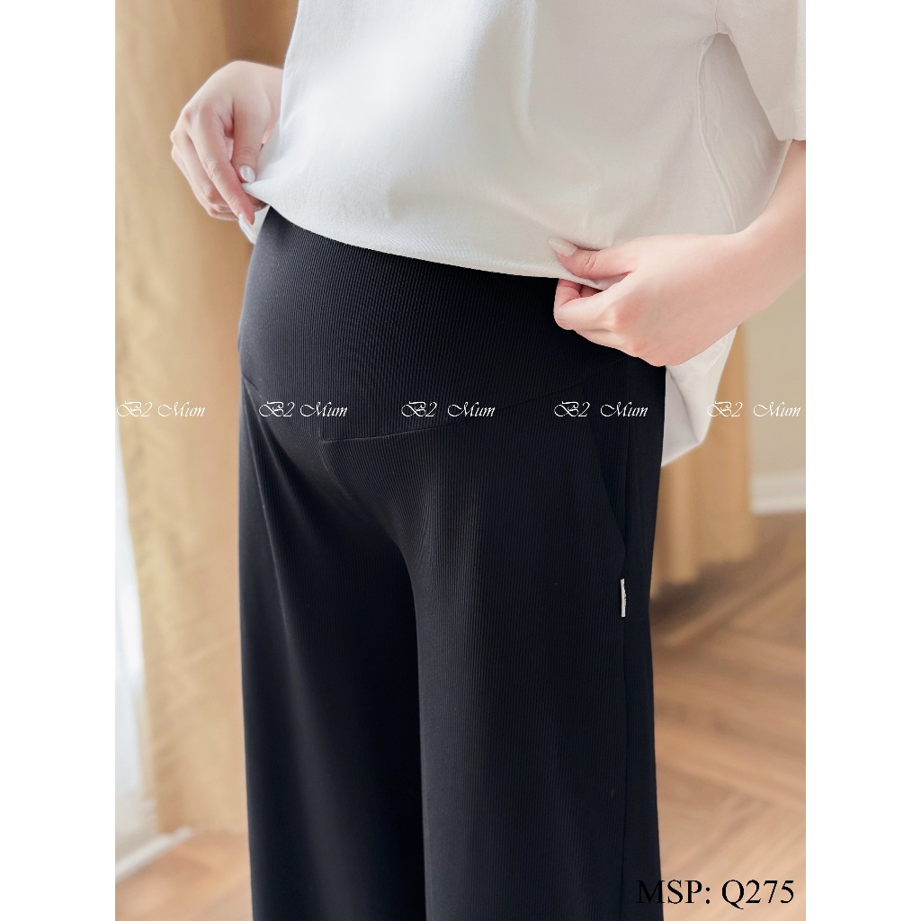 Quần bầu dài ống rộng Chất tăm mềm siêu mát co giãn 4 chiều Quần có túi thật có chun chỉnh bụng Q275 thiết kế by B2MUM