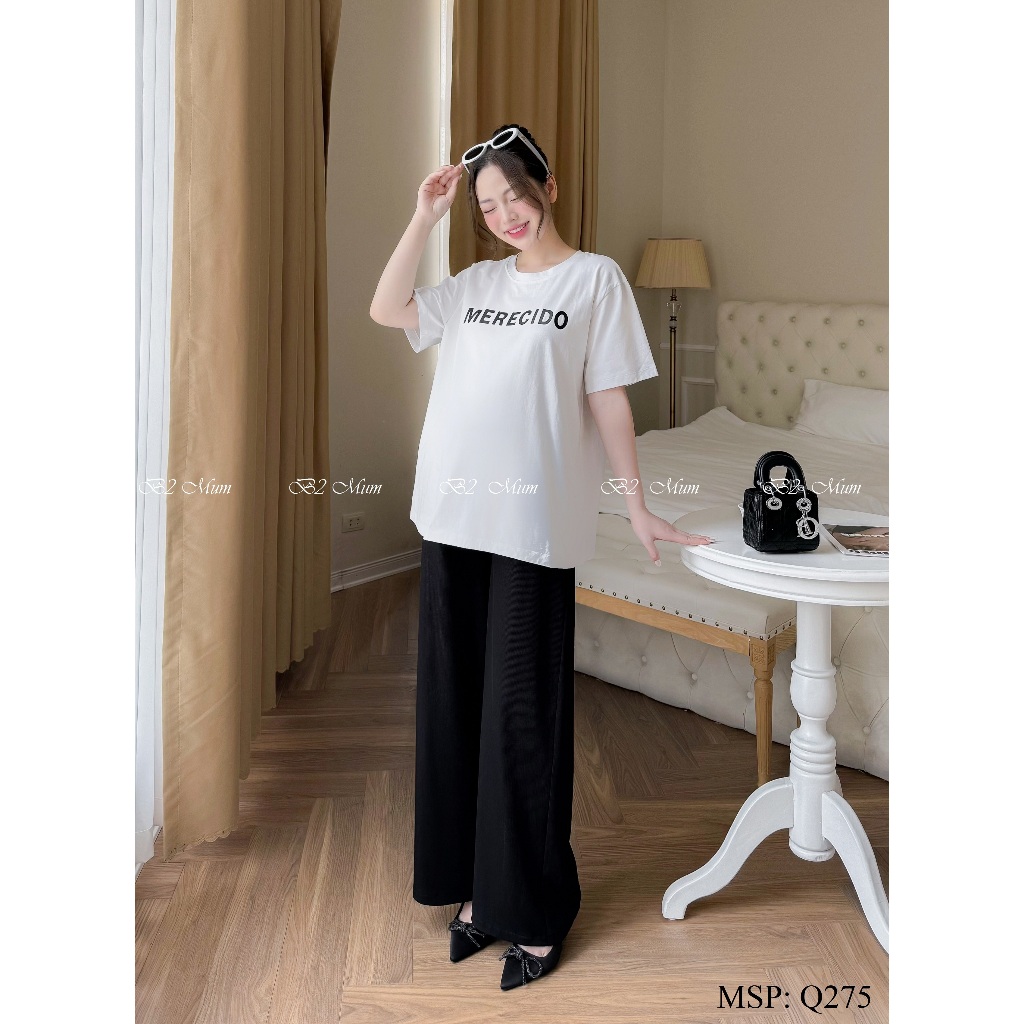 Quần bầu dài ống rộng Chất tăm mềm siêu mát co giãn 4 chiều Quần có túi thật có chun chỉnh bụng Q275 thiết kế by B2MUM