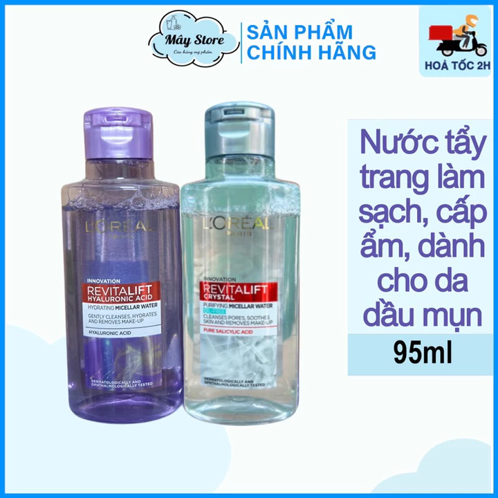 Chai mini - Nước tẩy trang Loreal - L’Oreal Paris 3 in 1 Micellar Water làm sạch, cấp ẩm cho da khô, da dầu mụn 95ml