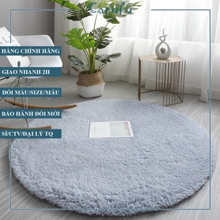 Thảm TRÒN trải sàn phòng khách Lông CỪU | Màu Xám 120cm
