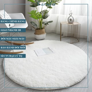 Thảm TRÒN trải sàn phòng khách Lông CỪU | Màu Trắng 100cm 120cm 160cm
