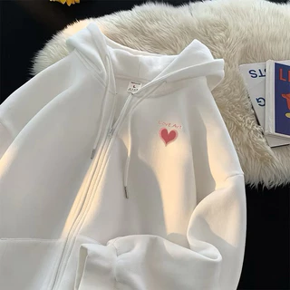 Áo khoá nỉ logo TIM LOVE mũ 2 lớp dày dặn siêu đẹp, siêu hot Haiphuc