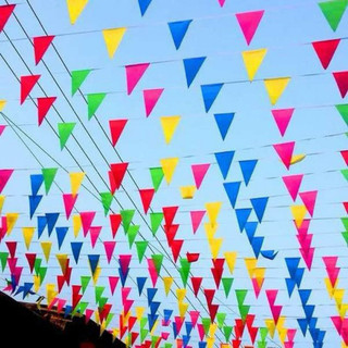 Cờ dây 10m dây cờ tam giác ngũ sắc cờ treo trang trí ngoài trời trường học cơ quan