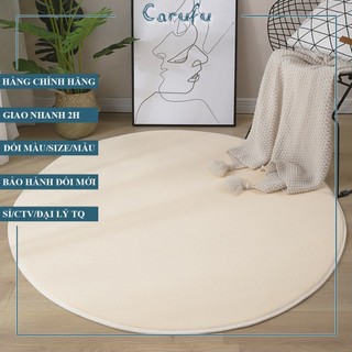 Thảm tròn trải sàn phòng khách 100cm 120cm 160cm màu Be sữa NHUNG nỉ cao cấp
