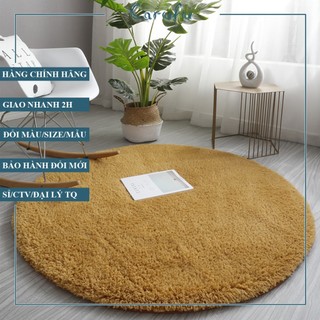 Thảm TRÒN trải sàn phòng khách Lông CỪU | Màu Trắng 80cm