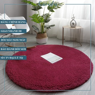 Thảm TRÒN trải sàn phòng khách Lông CỪU | Màu Trắng 80cm