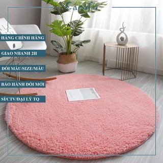 Thảm TRÒN trải sàn phòng khách Lông CỪU | Màu Trắng 80cm