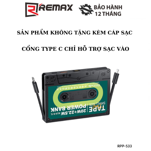 PIN Dự Phòng Sạc Nhanh Remax RPP-533 10000mAh 1 Cổng USB 1 Cổng Type C ...