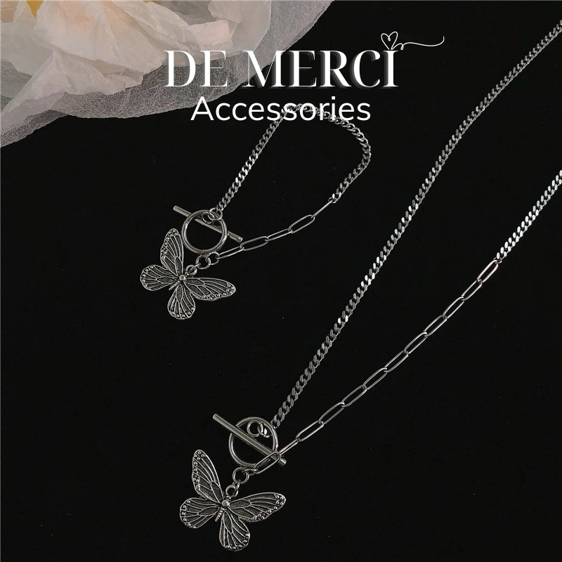 Set vòng cổ, dây chuyền hình bướm cá tính phong cách retro - De Merci Accessories