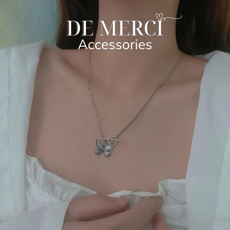 Set vòng cổ, dây chuyền hình bướm cá tính phong cách retro - De Merci Accessories