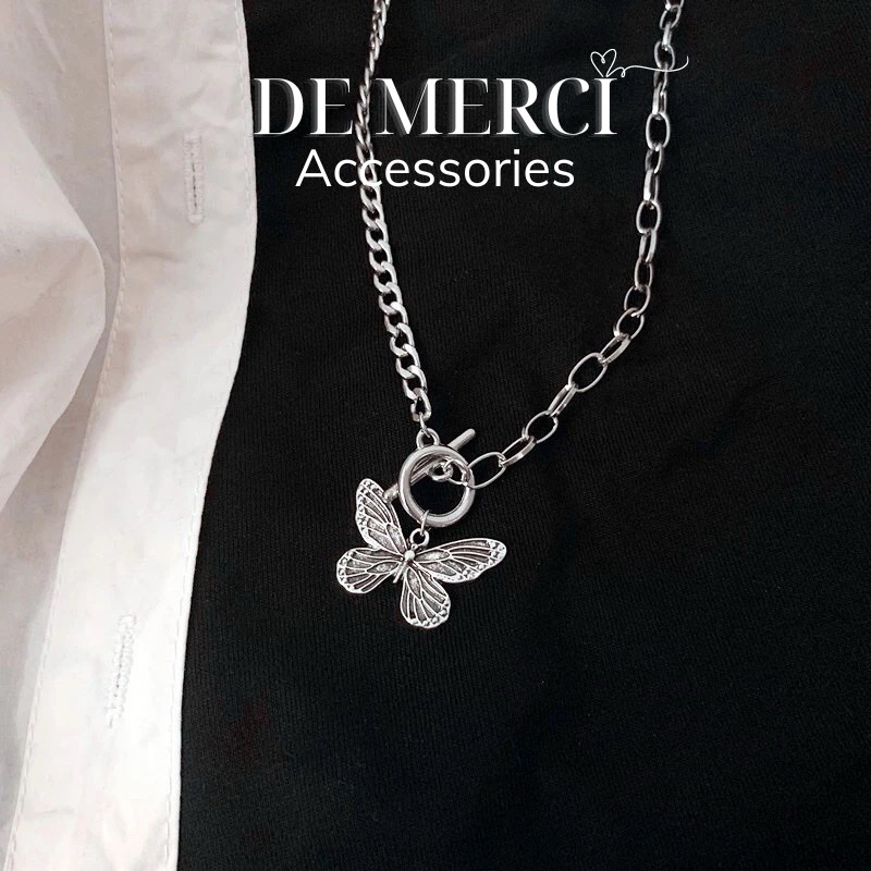Set vòng cổ, dây chuyền hình bướm cá tính phong cách retro - De Merci Accessories