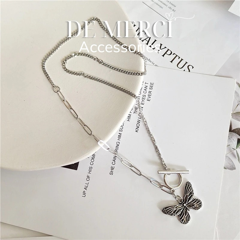 Set vòng cổ, dây chuyền hình bướm cá tính phong cách retro - De Merci Accessories