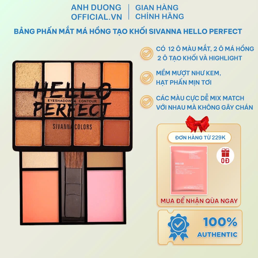 Bảng phấn mắt má hồng tạo khối Sivanna Hello Perfect , Set Phấn mắt kèm ...