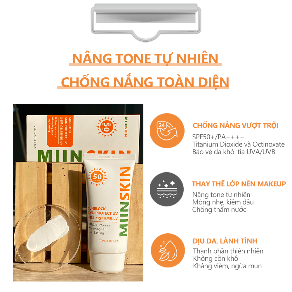 Ảnh Kem chống nắng vật lý phổ rộng MIINSKIN Sun Block Skin Protect UV nâng tone và bảo vệ da khỏi tia UV SPF50+ PA++++ 2