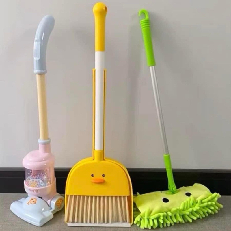 Bộ Chổi Hót Rác Và Cây Lau Nhà Cho Bé Thực Hành Cuộc Sống Dụng Cụ Quét Nhà Lau Nhà Máy Hút Bụi-Đồ Chơi PUPU HOUSE
