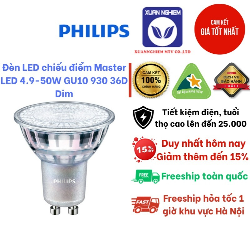 Đèn LED Master LED 4.9-50W GU10 930 36D Dim | Shopee Việt Nam