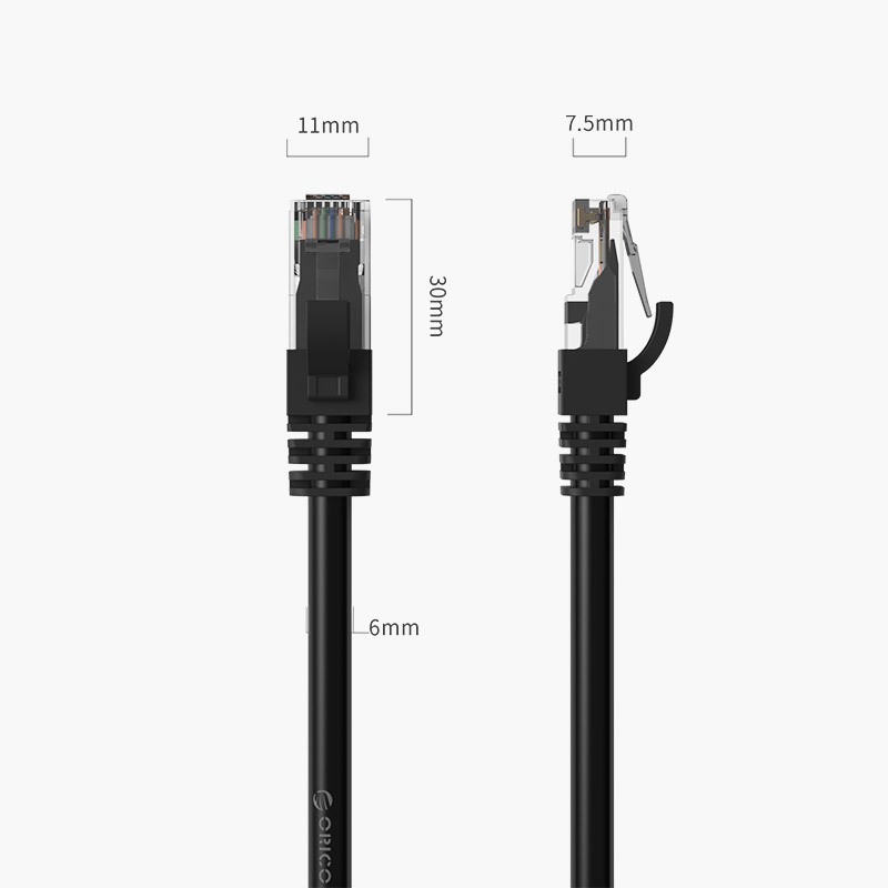 Cáp Mạng Đầu Đúc Orico PUG-C6-30-BK CAT6 (Đen) Vỏ PVC Lõi Nhôm Mạ Đồng ...
