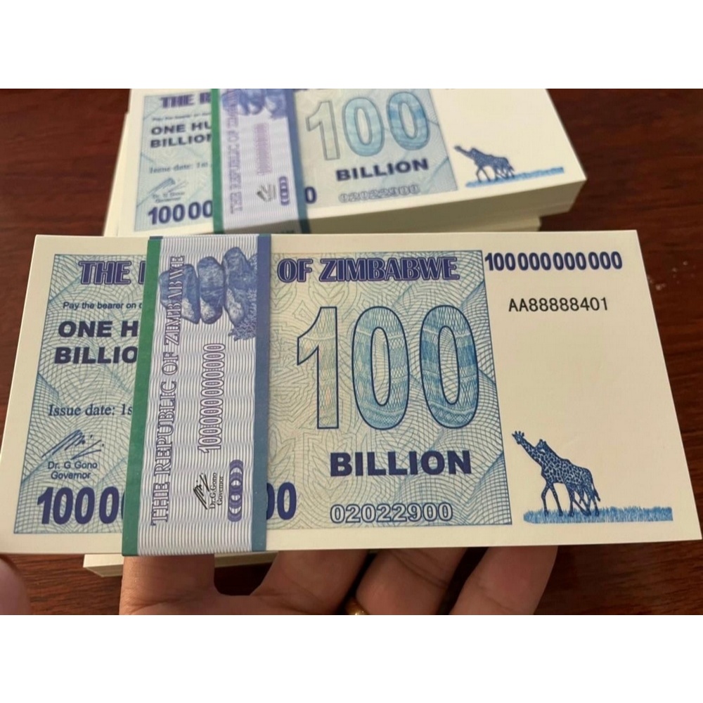 [HỎA TỐC] Tờ 100 Tỷ Dollars Zimbabwe Lưu Niệm - mệnh giá siêu khủng, bảo an dạ quang, TẶNG KÈM BAO LÌ XÌ , Quà Tết