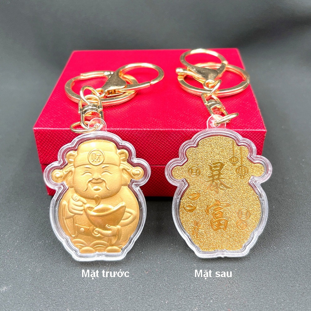Móc khóa Ông Thần Tài 24k May Mắn Phong Thủy ngày vía thần tài