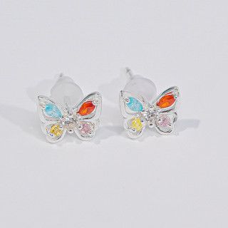 Khuyên tai bạc LAMY butterfly wings studded cánh bướm đính đá 3279