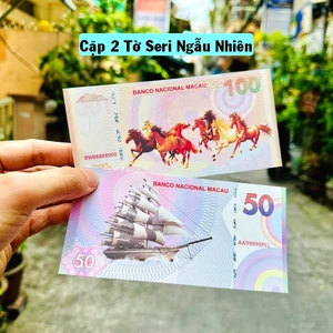 ⭐XÃ KHO⭐ Cặp 2 Tờ Tiền Mã Đáo Thành Công + Thuận Buồm Xuôi Gió Macao lưu niệm Lì Xì Tết , biếu tặng ý nghĩa