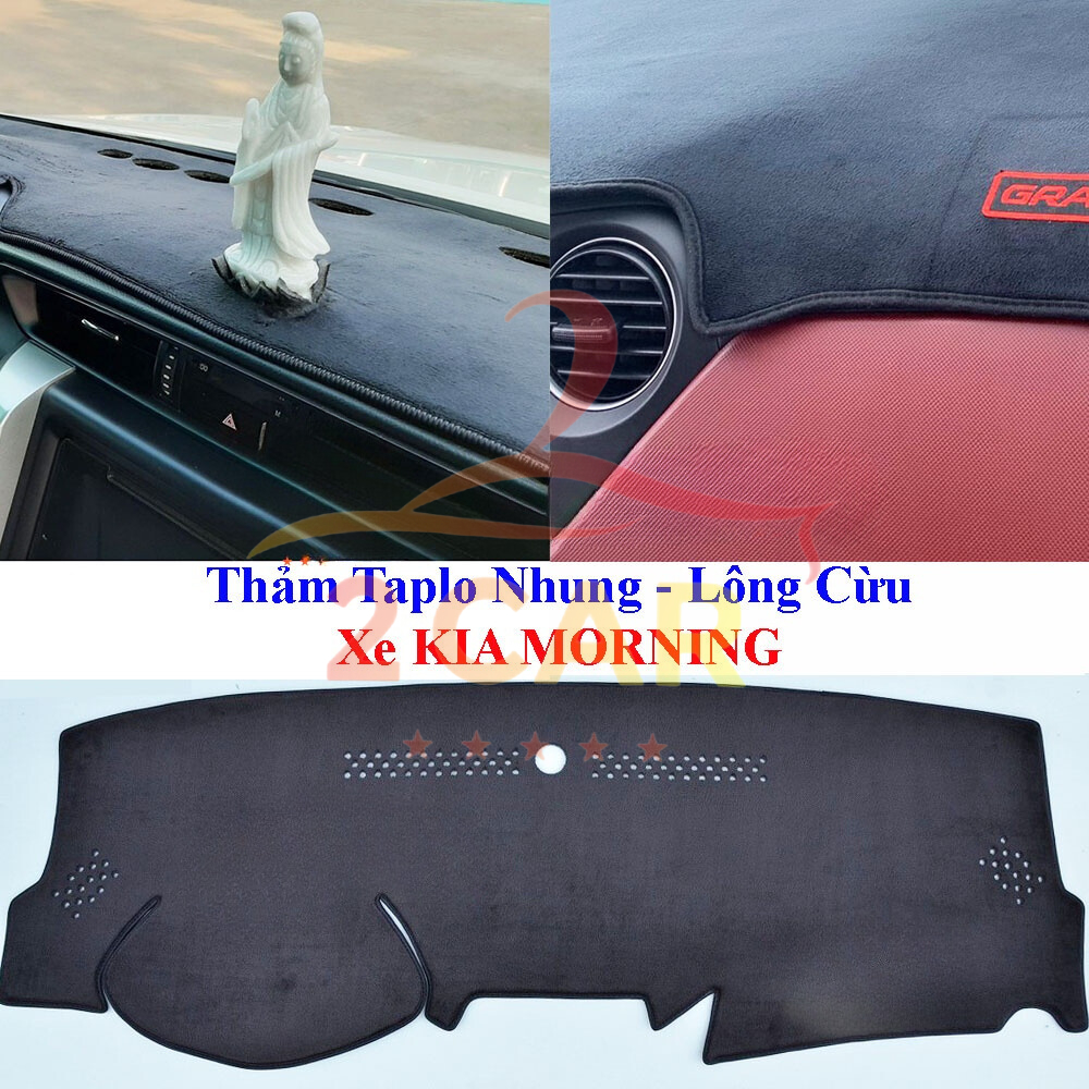 Thảm taplo lông cừu chống trượt xe Kia Morning 2008- 2012- 2019- 2023