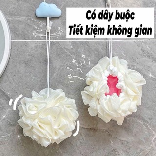 Bông tắm tạo bọt, bông tắm tròn to, bông tạo bọt tắm dạng lưới mềm mịn nhiều màu sắc làm sạch da