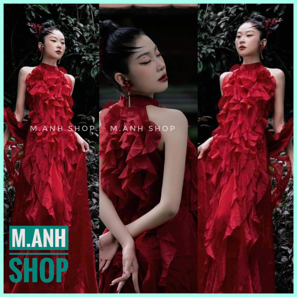 Sét Yếm Đỏ Ảnh Nghệ Thuật Biểu Diễn Trẻ Trung Sang Trọng
