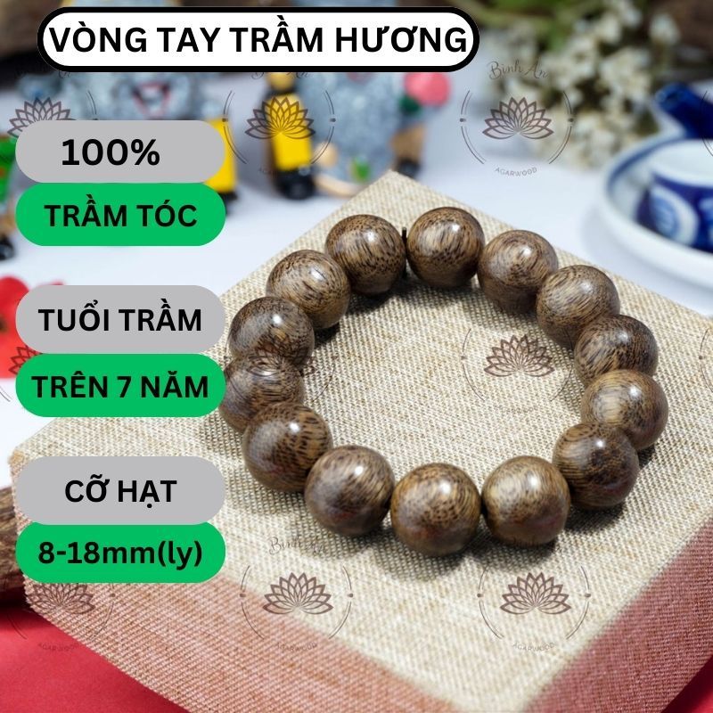 Vòng Tay Trầm Hương Tốc Tự Nhiên Cao Cấp (8mm - 18mm) - Chuỗi Hạt Tròn Đơn Giản Phong Thủy Cho Nam & Nữ