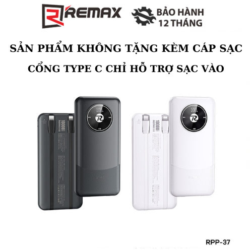 Pin Dự Phòng Sạc Nhanh REMAX RPP-37 10000mAh 1 Cổng USB 1 Cổng Type C ...