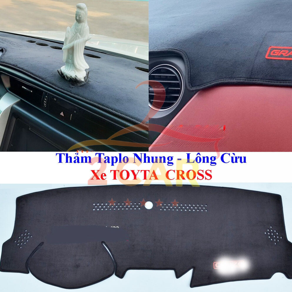 Thảm taplo xe Toyota Corolla Cross 2020 - 2025 loại nhung 3 lớp cao cấp, chống nóng tốt, chống trơn trượt