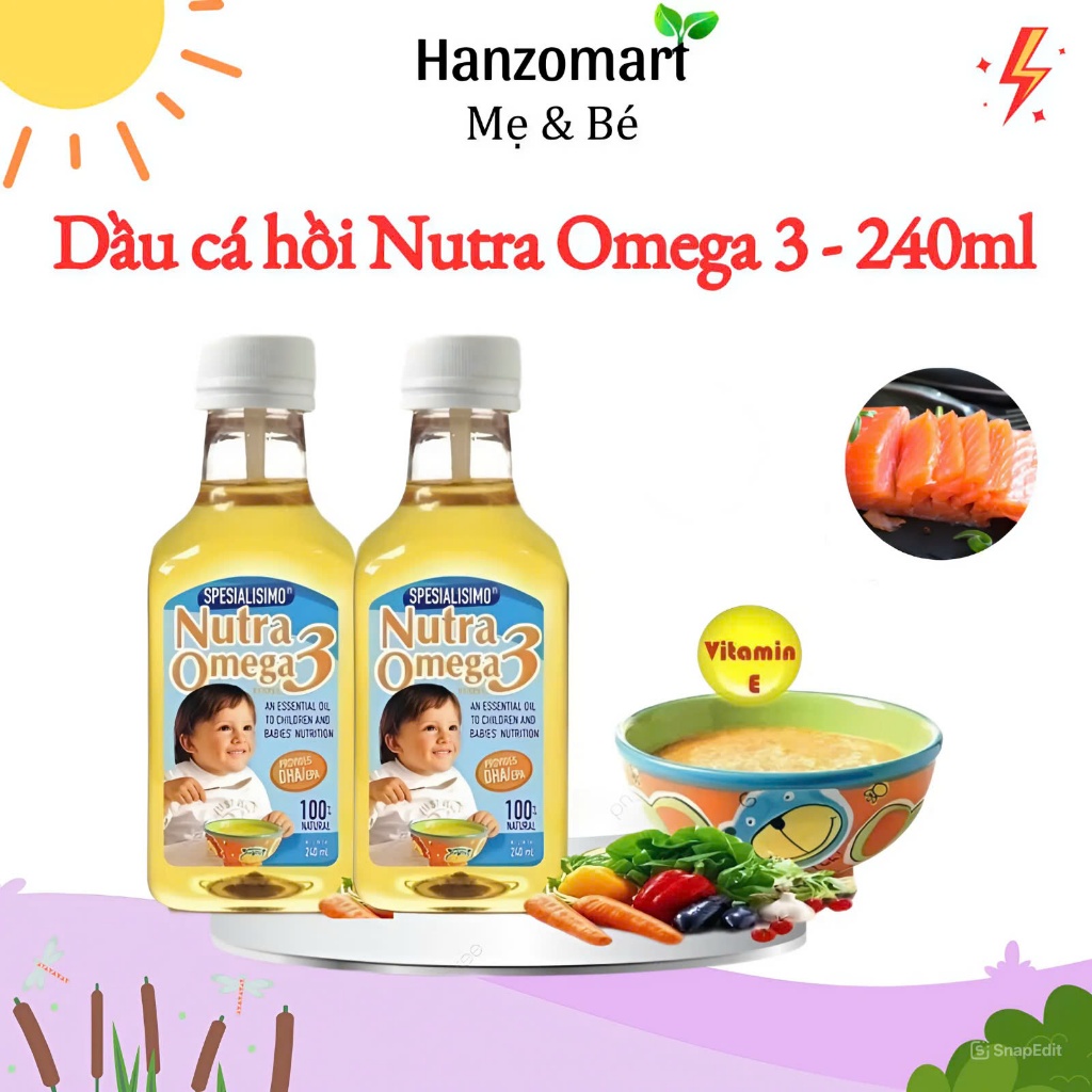 Dầu cá ăn dặm Nutra Omega3 nhập khẩu Chi Lê 240ml - Bổ sung DHA & EPA cho trẻ từ 7 tháng tuổi_(HiPP) - hanzo2009
