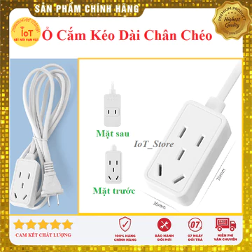 Ổ Cắm Điện Kéo Dài Chân Chéo, Ổ Cắm Kéo Dài Chuyển Đổi 2 Chân Thẳng Dẹt Sang Chân Chéo