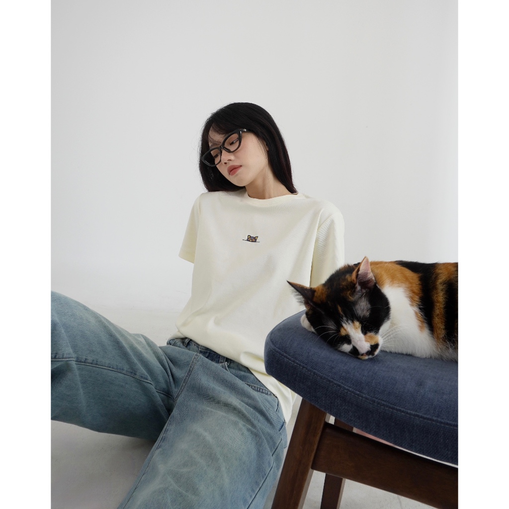 [METANOIA] [MEOW]TANOIA Tee - áo phông cotton cổ tròn dáng fit vừa thêu ...