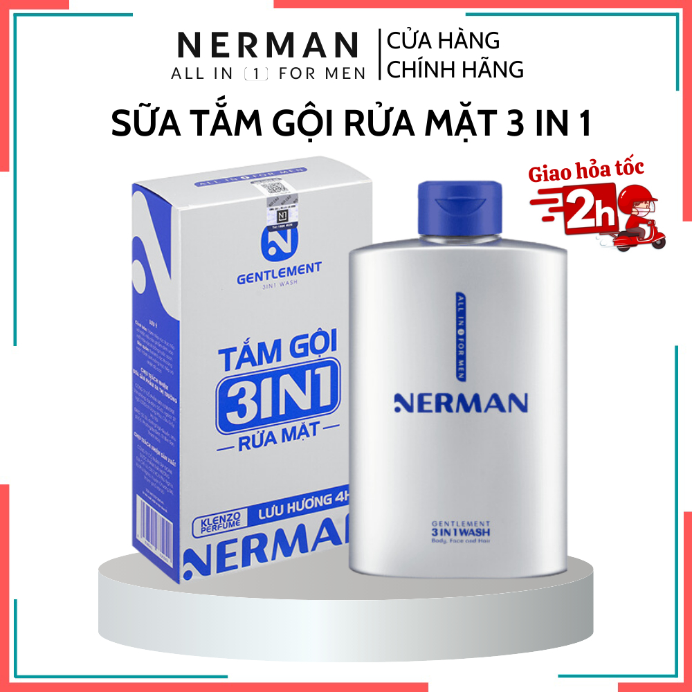 Sữa Tắm Gội Nam Nerman Gentleman 3 in 1 Hương Nước Hoa Pháp Cao Cấp ...