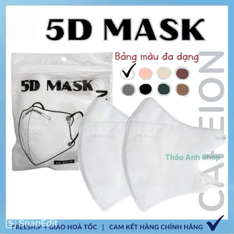 [Thùng 100 chiếc] Khẩu Trang 5D Mask An Phong HD  CAREION Kháng Khuẩn,nhiều Màu Lạ Siêu Đẹp Dày Dặn