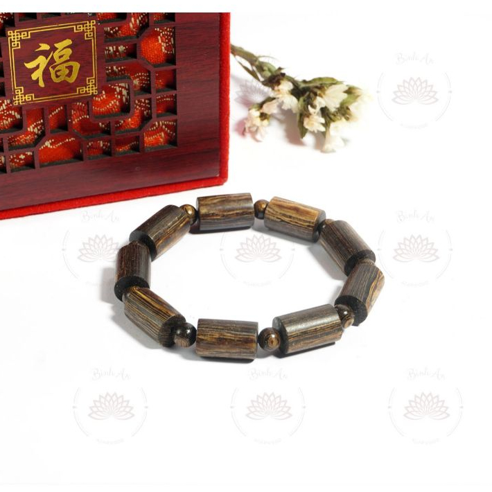 Vòng Tay Trầm Hương Trụ Trúc Sánh Chìm Cao Cấp Bình An [Tặng Hộp & Nụ] Vòng Đôi Gỗ Trầm Tự Nhiên Quảng Nam Cho Nam Nữ