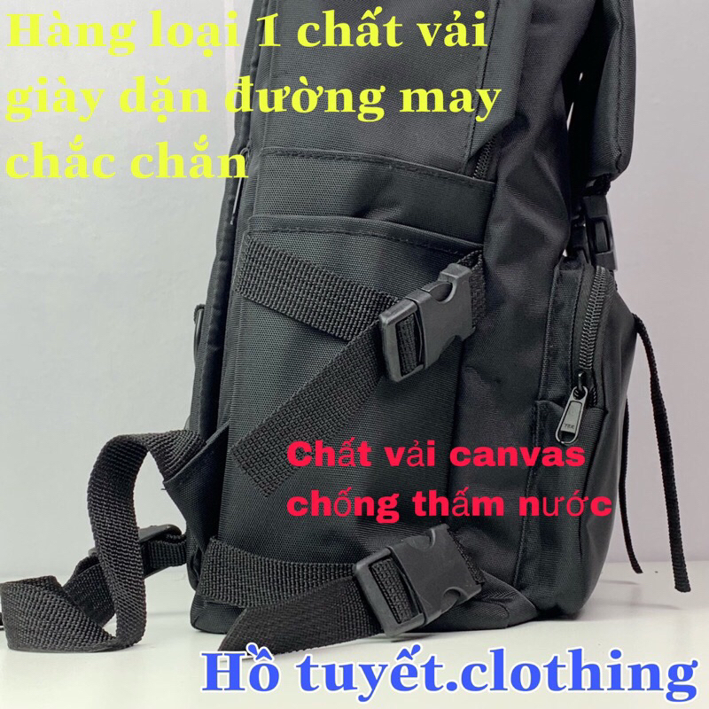 Balo đi học cặp học sinh nam nữ bassic có ngăn đựng laptop vải canvas chống thấm nước A 25